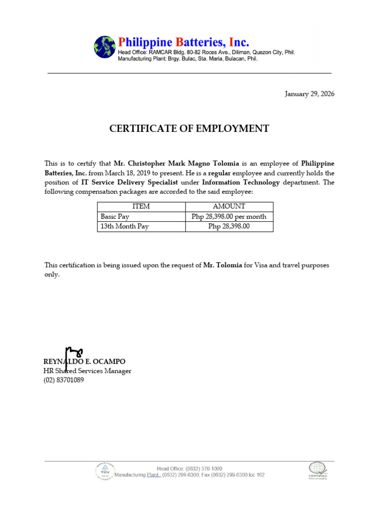 2026 COE Christopher Mark Magno Tolomia | PDF