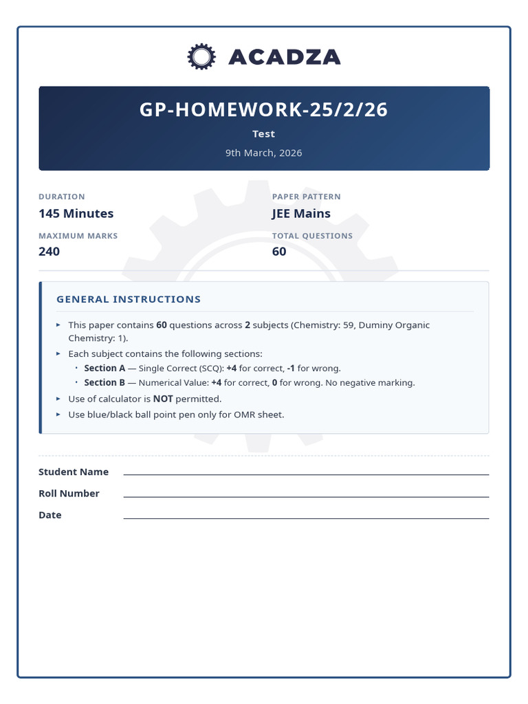 GP-homework-25_2_26_Acadza (1) | PDF | Aromaticity | Acid