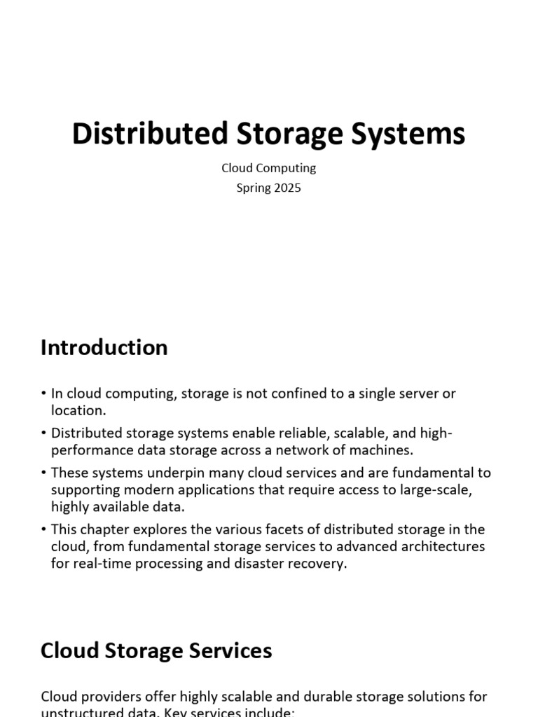 Lecture 5 Distributed Storage Systems | PDF | Cloud Computing ...
