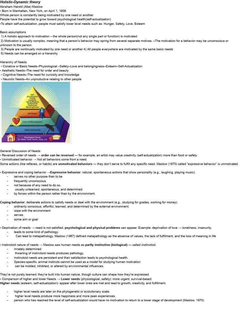 Personality Psych Notes | PDF | Self Actualization | Extraversion And ...