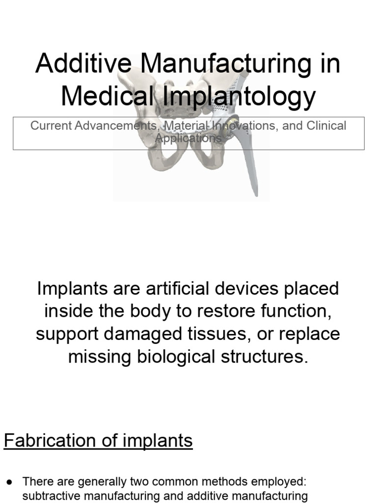 additive manufacturing in implantology | PDF | Implant (Medicine) | 3 D ...