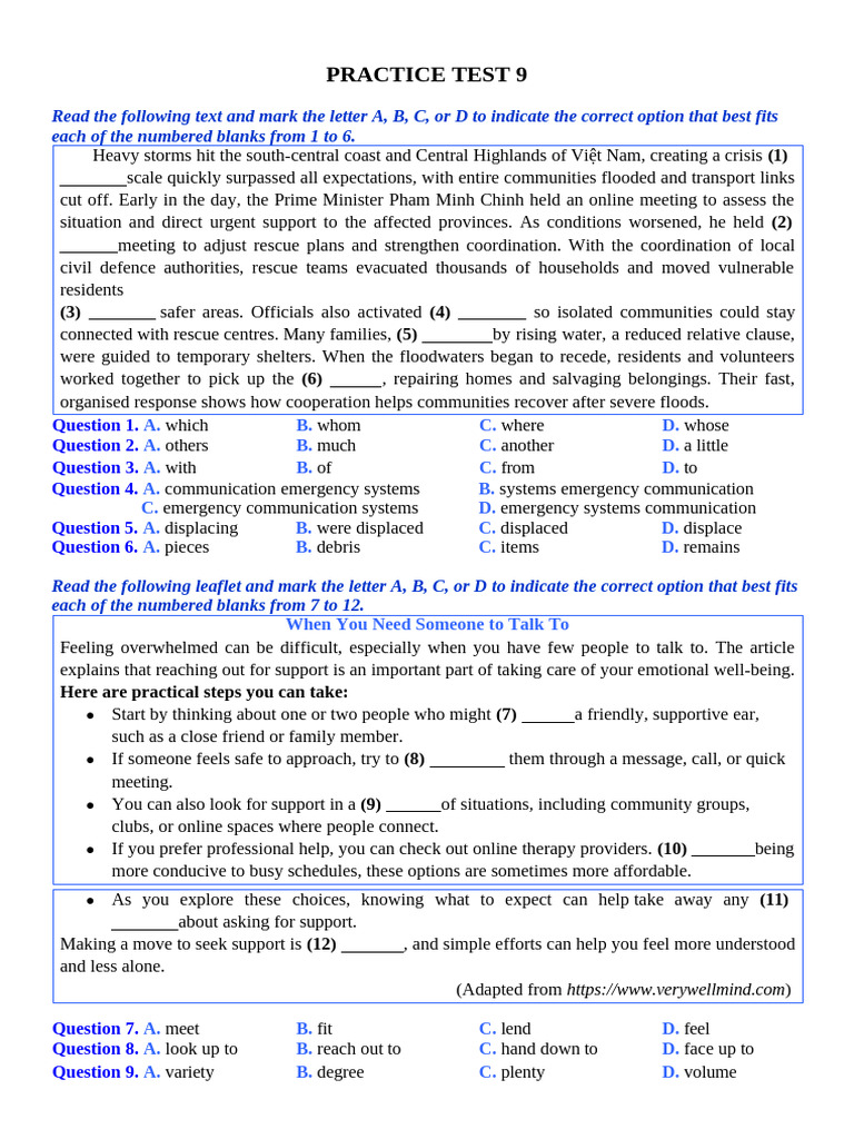 Practice Test 9 - 15 | PDF | Newspapers | News