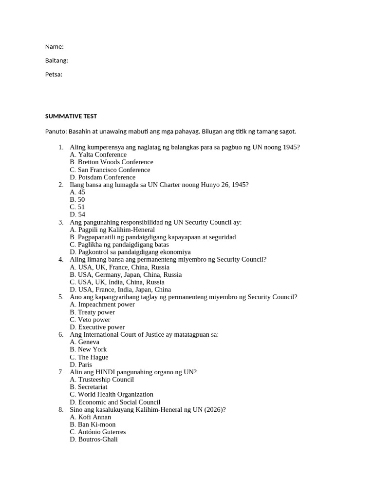 SUMMATIVE-TEST | PDF