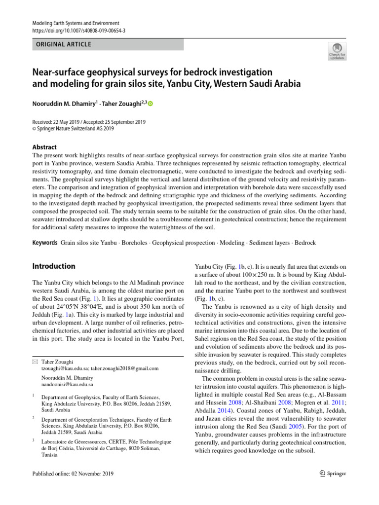 DhamiryandZouaghi2019_Near-surf.Geophy. | PDF | Geophysics | Silt