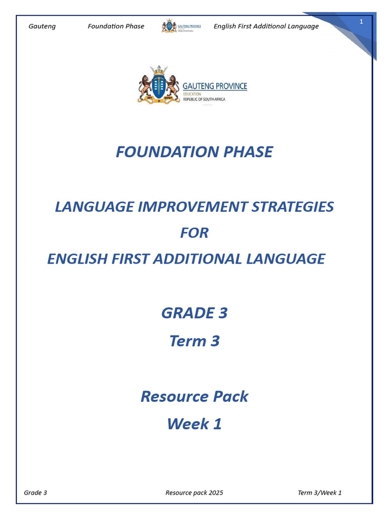 Grade 3 Lrip Efal Term 3 Week 1 Resource Pack (Final) | PDF