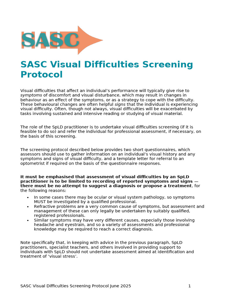 Sasc VDSP Standalone June 2025 | PDF | Glasses | Learning Disability