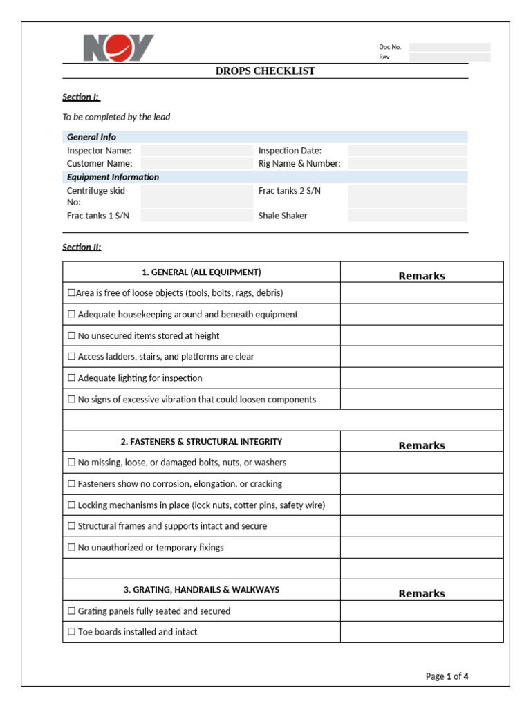 Drops Checklist BCT-10 | PDF