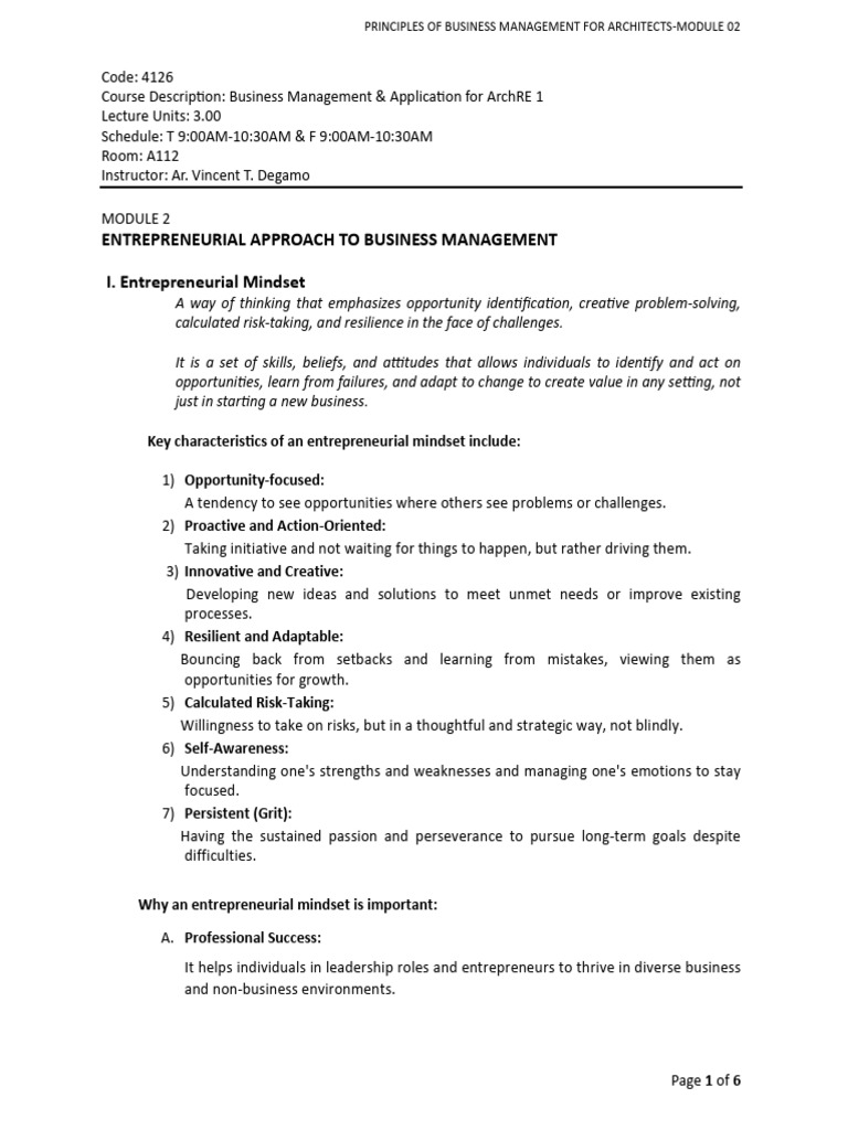 002 Principles of Business Management for Architects Module 02 Part 1 ...