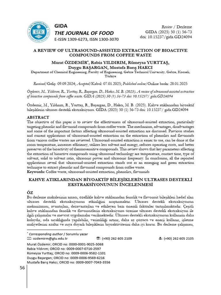 A Review of Ultrasound-Assisted Extraction of Bioa (1) | PDF ...