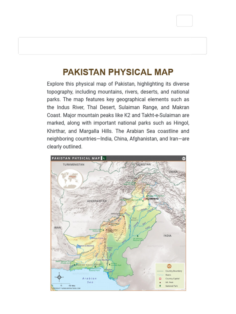 Pakistan Physical Map – Topography, Rivers, and National Parks_ | PDF ...