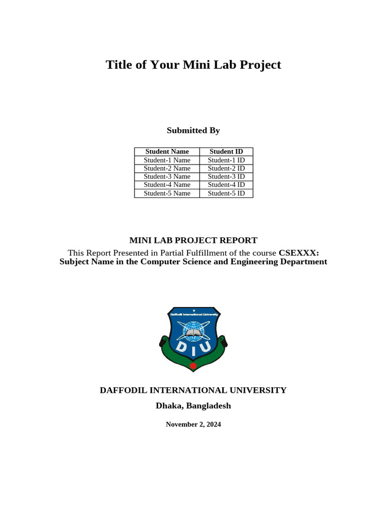 CSE Lab Project Template, [Word Version) | PDF | Feasibility Study ...