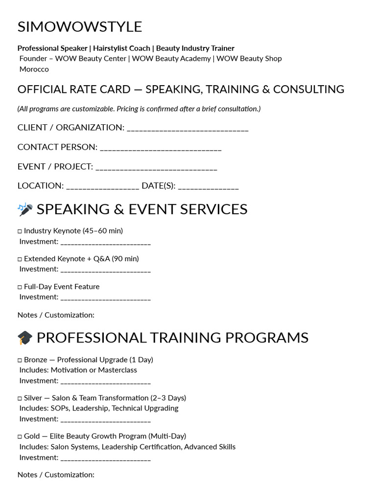Draft a Fillable One-page Rate Card PDF Text | PDF
