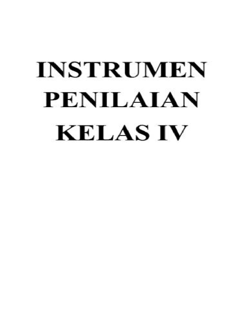 Instrumen Penilaian Kelas 4 Baru | PDF