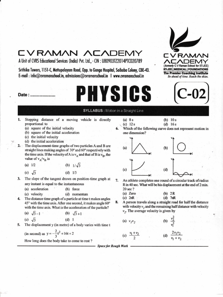 Physics Test - 2 | PDF | Acceleration | Velocity