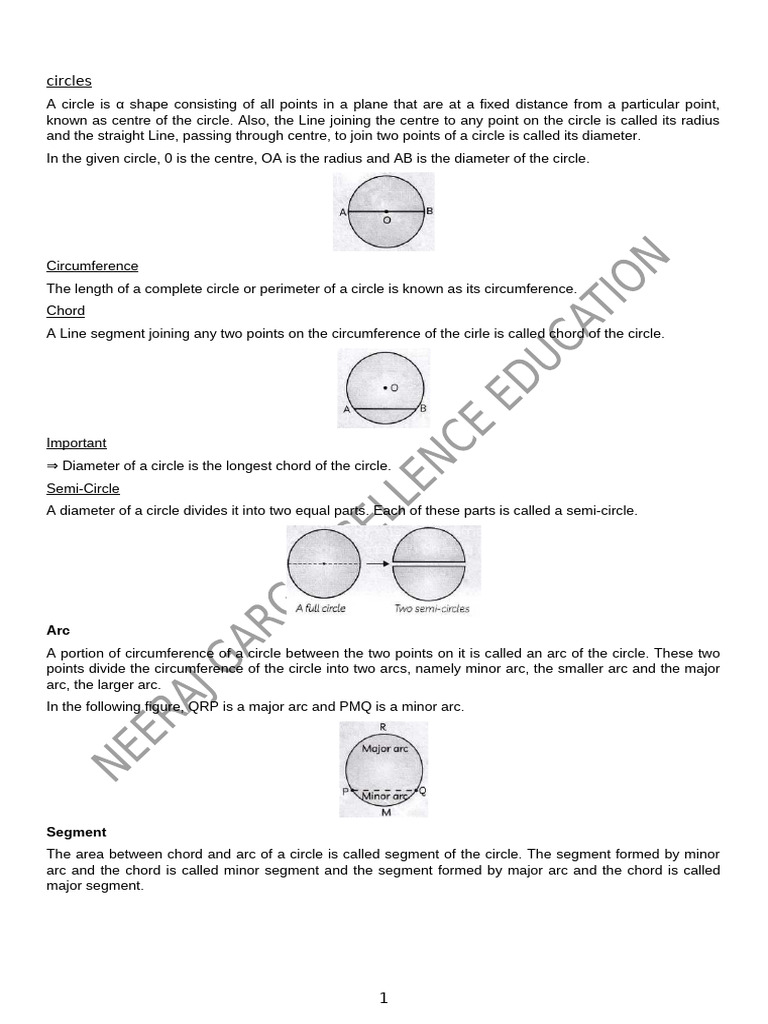 Circles Geometry 10-24-25 | PDF | Circle | Area