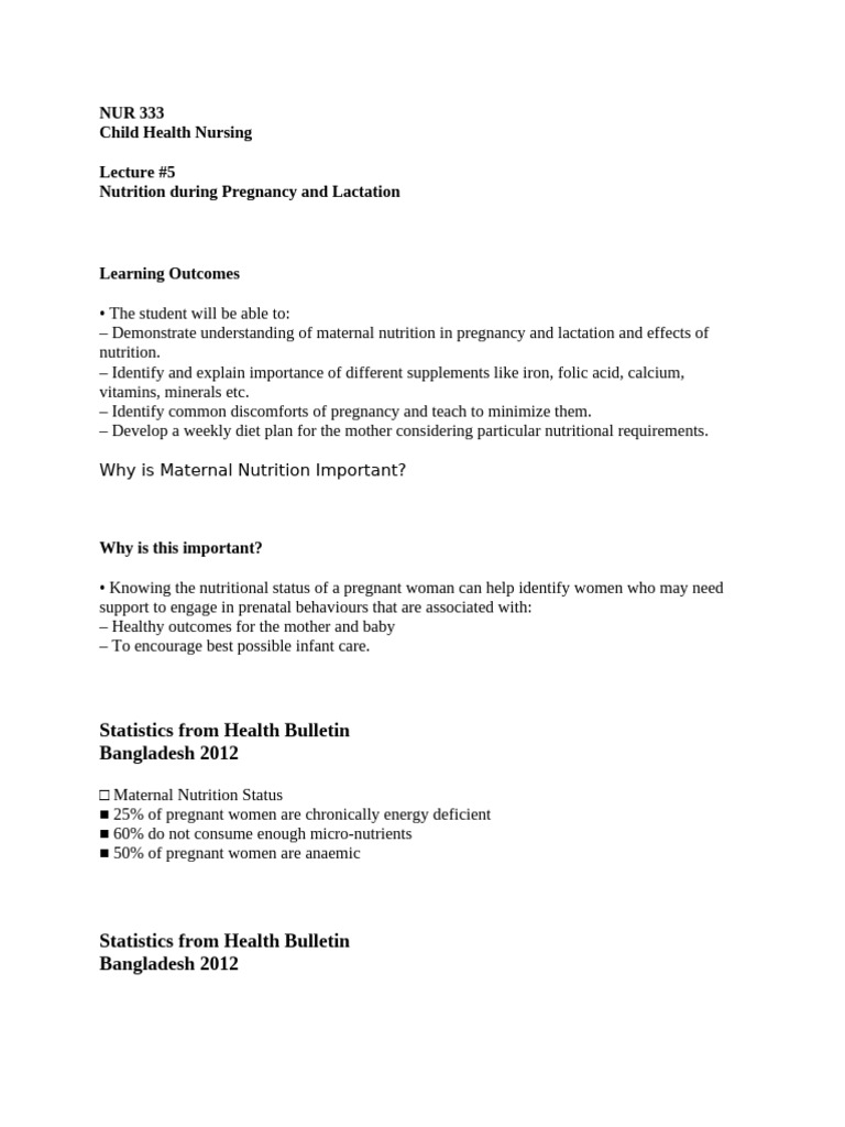 Nutrition During Pregnancy and Lactation | PDF | Maternal Health ...