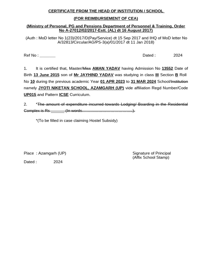 CEA Form-1 | PDF