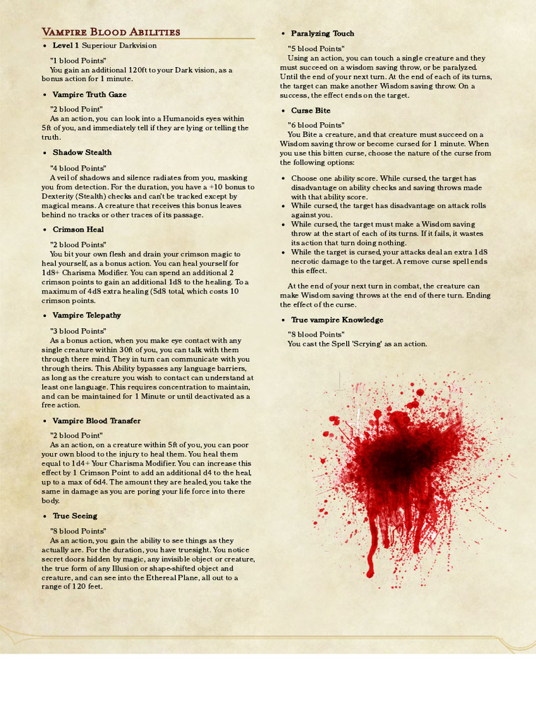 Vampire Blood Abilities | PDF