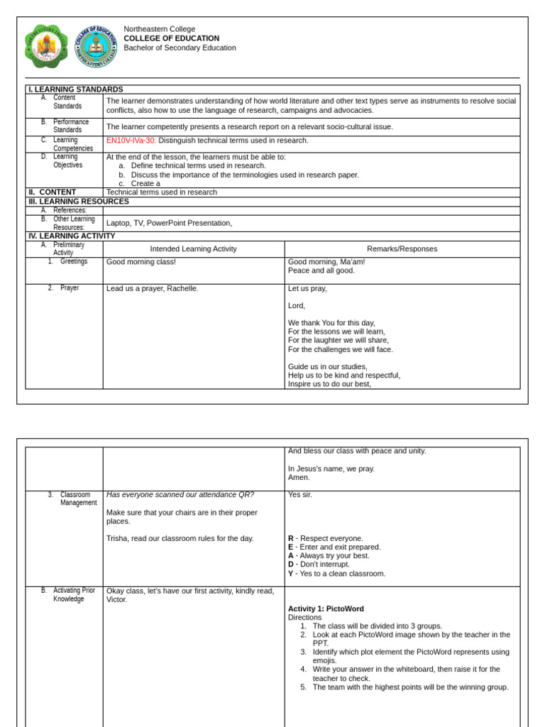 DLP-Format-BSED-English | PDF | Learning | Human Communication