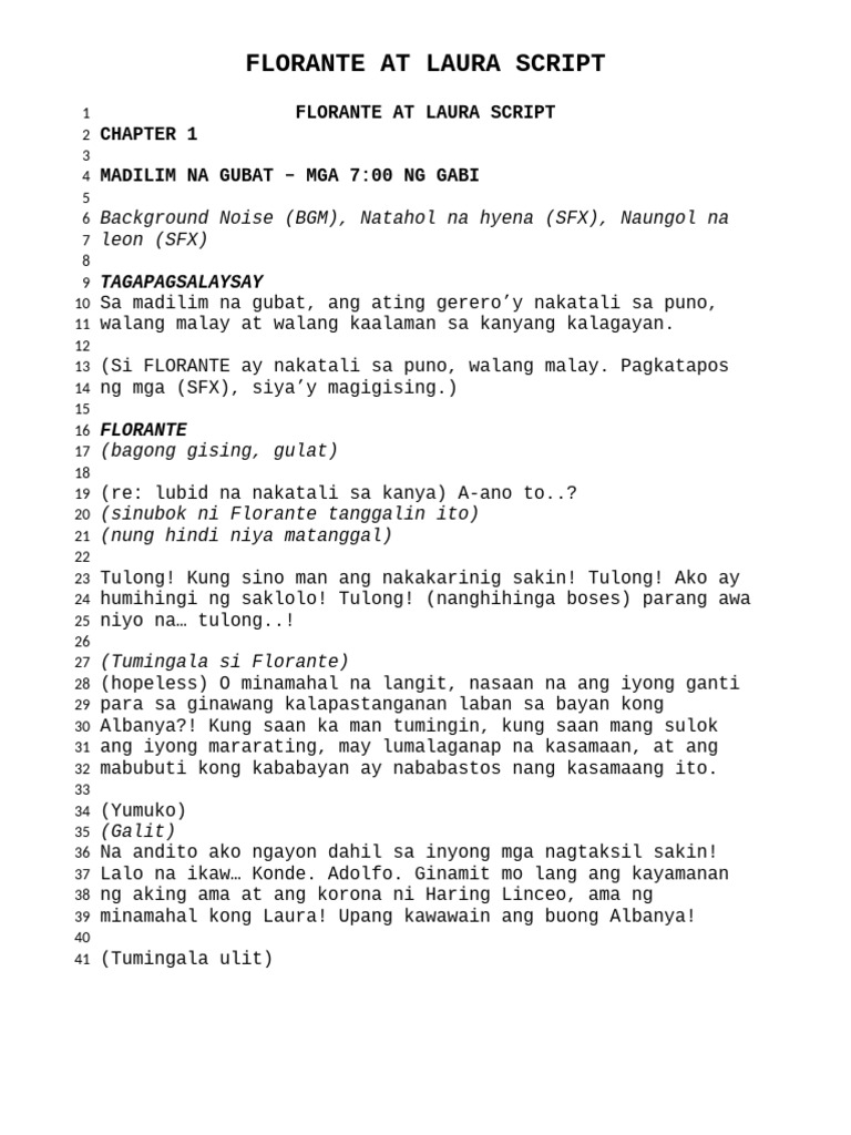 Florante at Laura Script | PDF