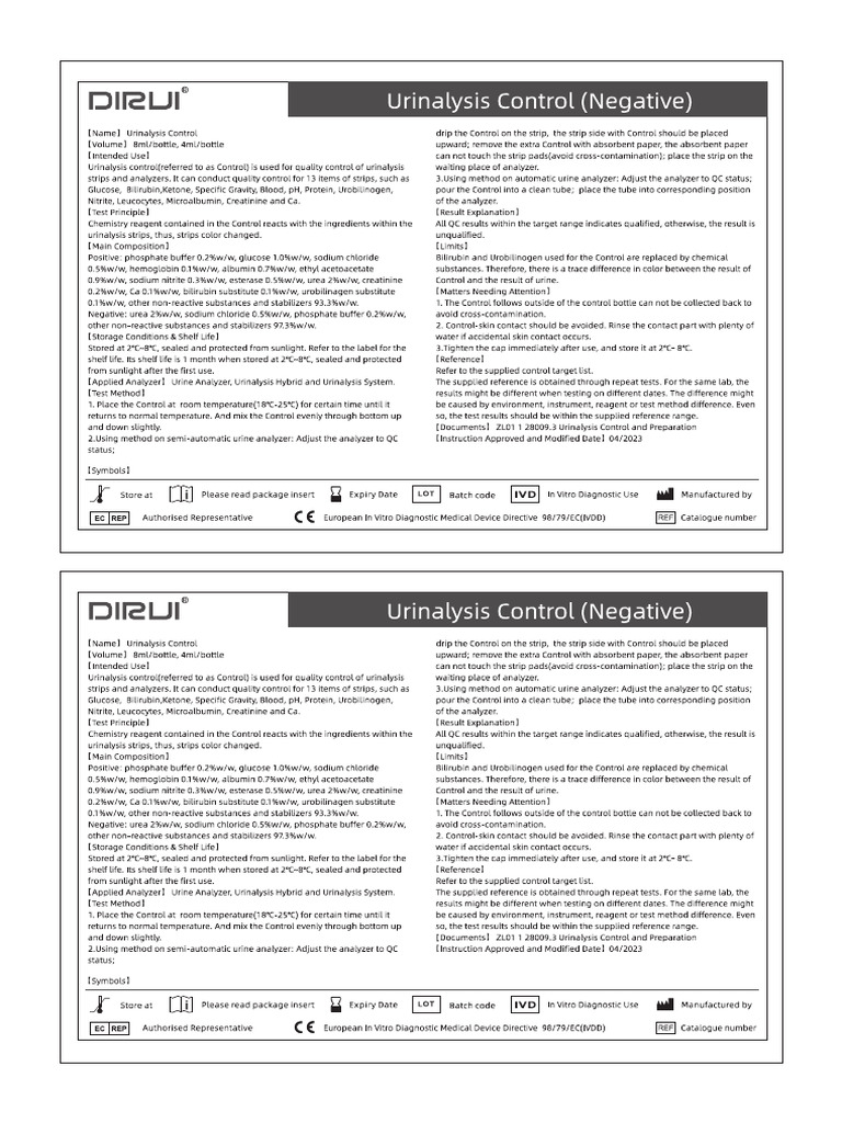 Control Negativo Dirui_PAckage Insert | PDF