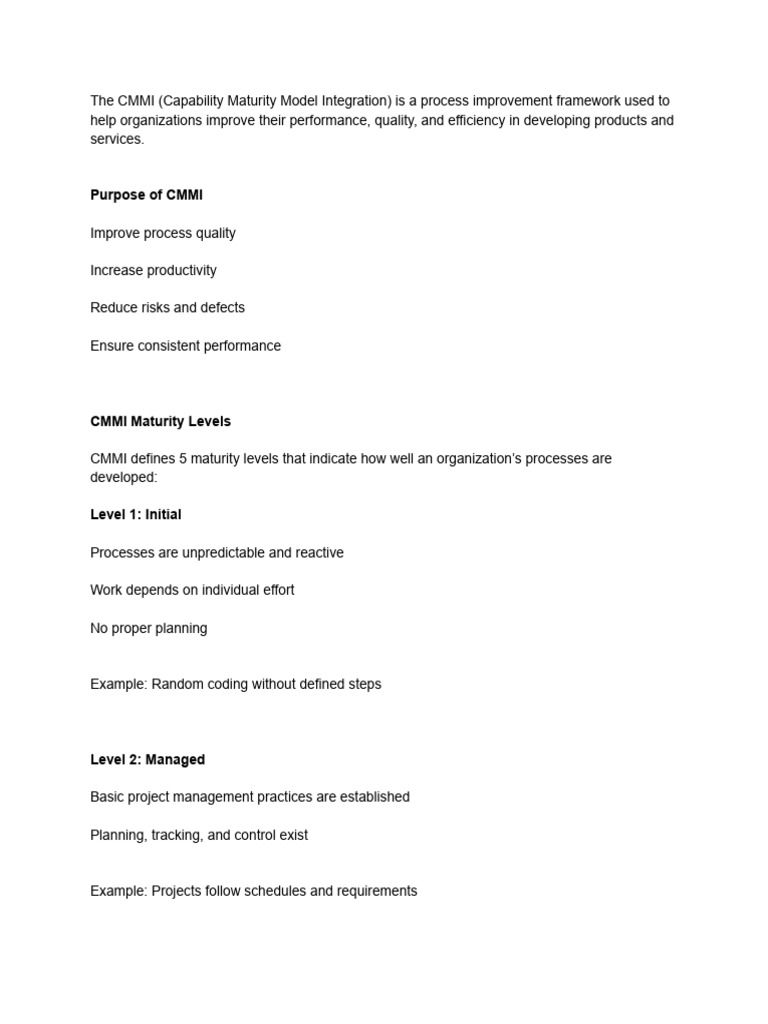 The CMMI (Capability Maturity Model Integration) | PDF