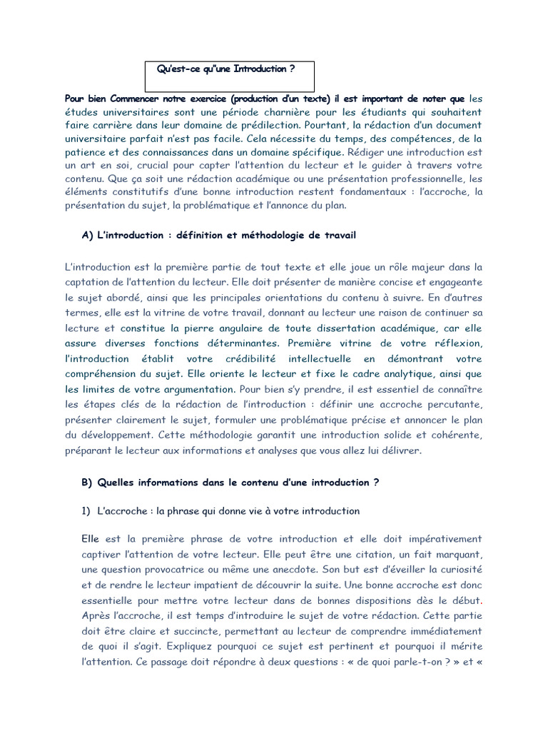 Qu'Est-ce Qu'Une Introduction 2 | PDF
