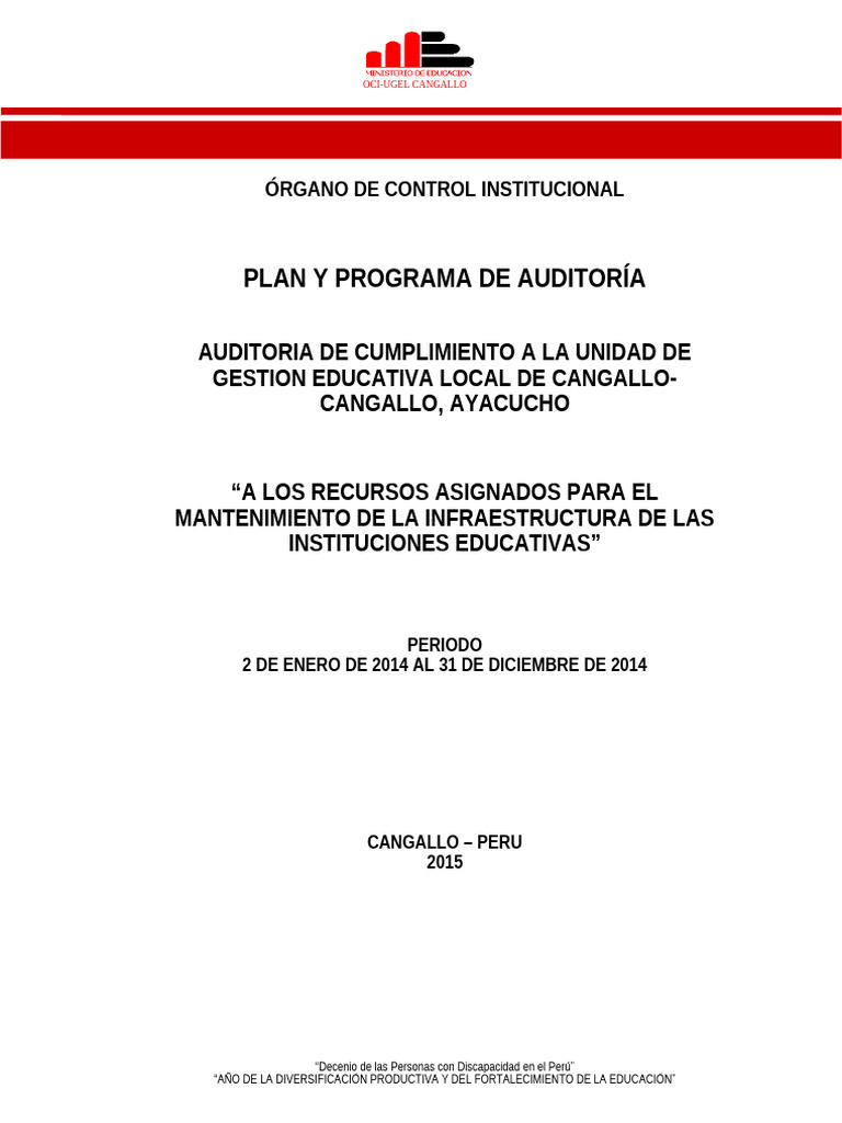 PLAN Y PROGRAMA AUDITORIA DE CUMPLIMIENTO | PDF | Auditoría | Institución