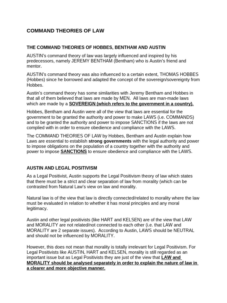 (REVISED) AUSTIN COMMAND THEORY NOTES | PDF | Jurisprudence | Sovereignty