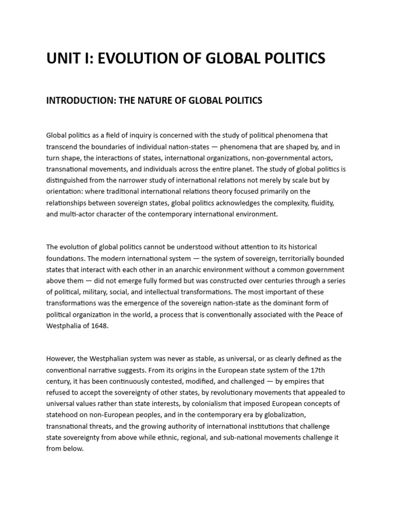 Global Politics SEM4 | PDF | Globalization | Sovereignty
