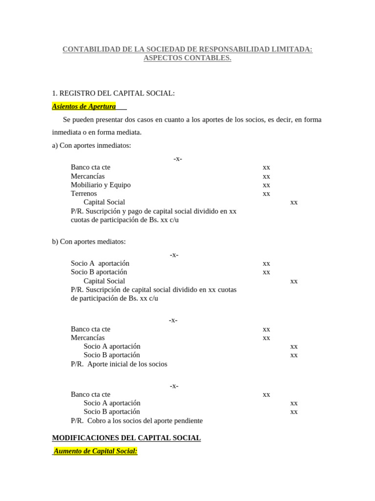 ASPECTOS CONTABLES- ASIENTOS Y PRÁCTICA SRL - copia | PDF | Dividendo ...