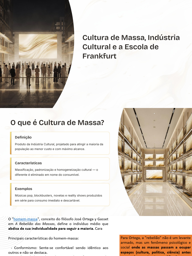 Cultura de Massa Industria Cultural e A Escola de Frankfurt | PDF ...