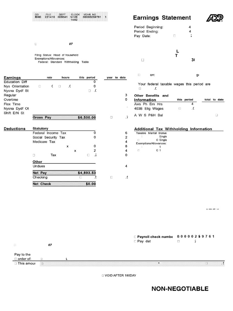 Adp Draft Paystub | PDF