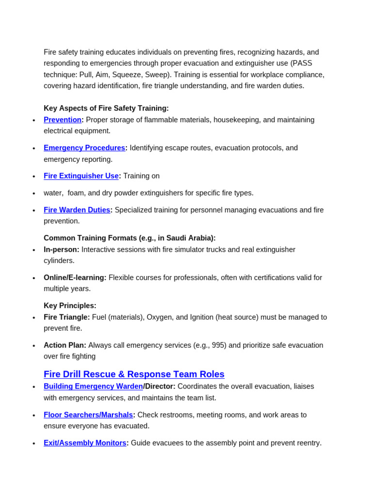 Fire Safety Training | PDF | Firefighting | Emergency Evacuation
