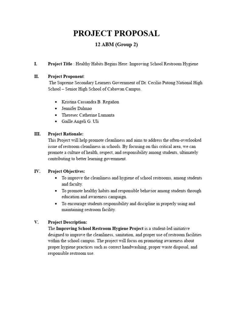 Project Proposal (Reading and Writing) | PDF | Hand Washing | Hygiene