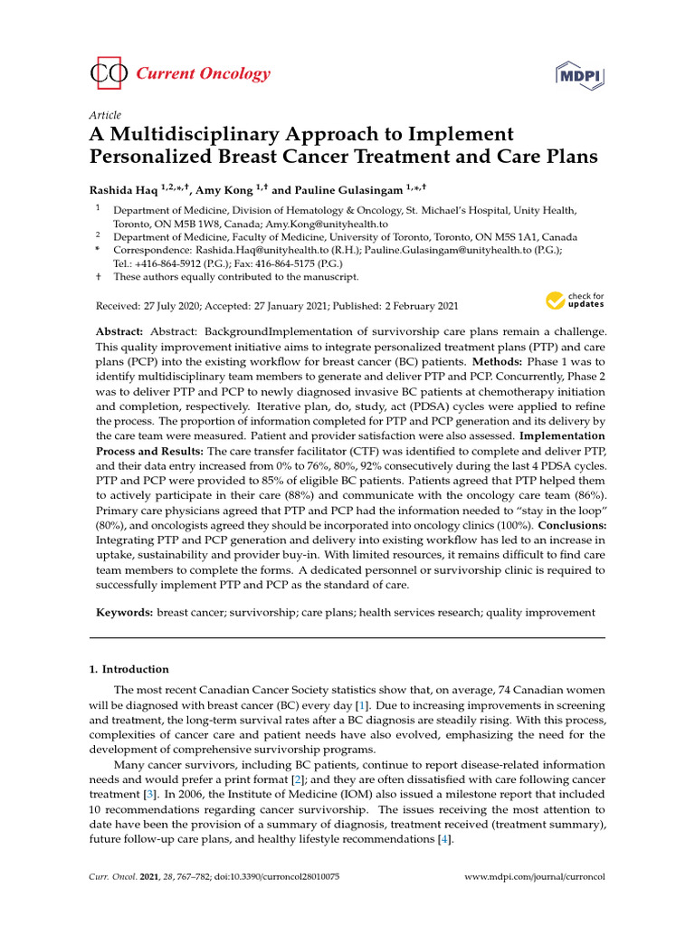 A Multidisciplinary Approach to Implement | PDF | Oncology | Cancer