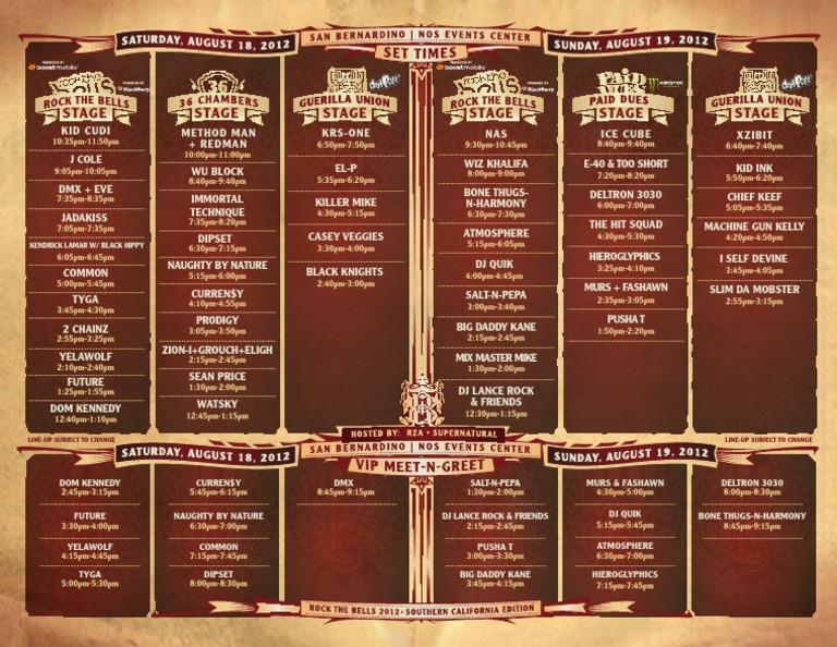 Music Festival Line-Up Schedule | PDF | Art