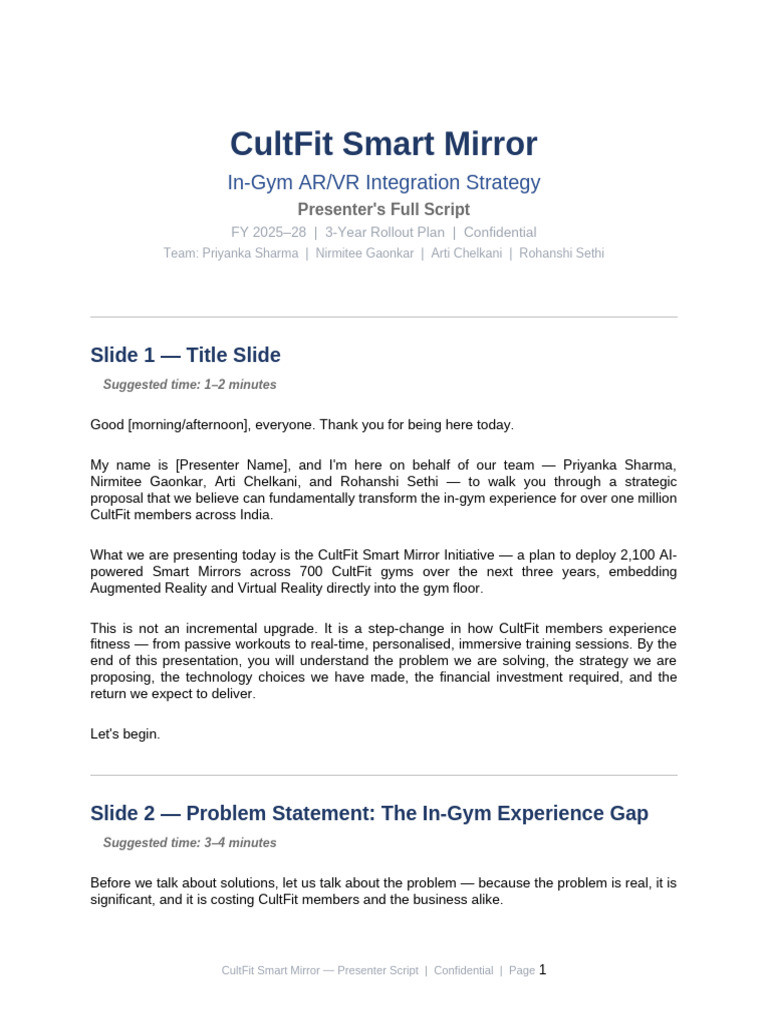 CultFit Presenter Script | PDF | Augmented Reality | Virtual Reality