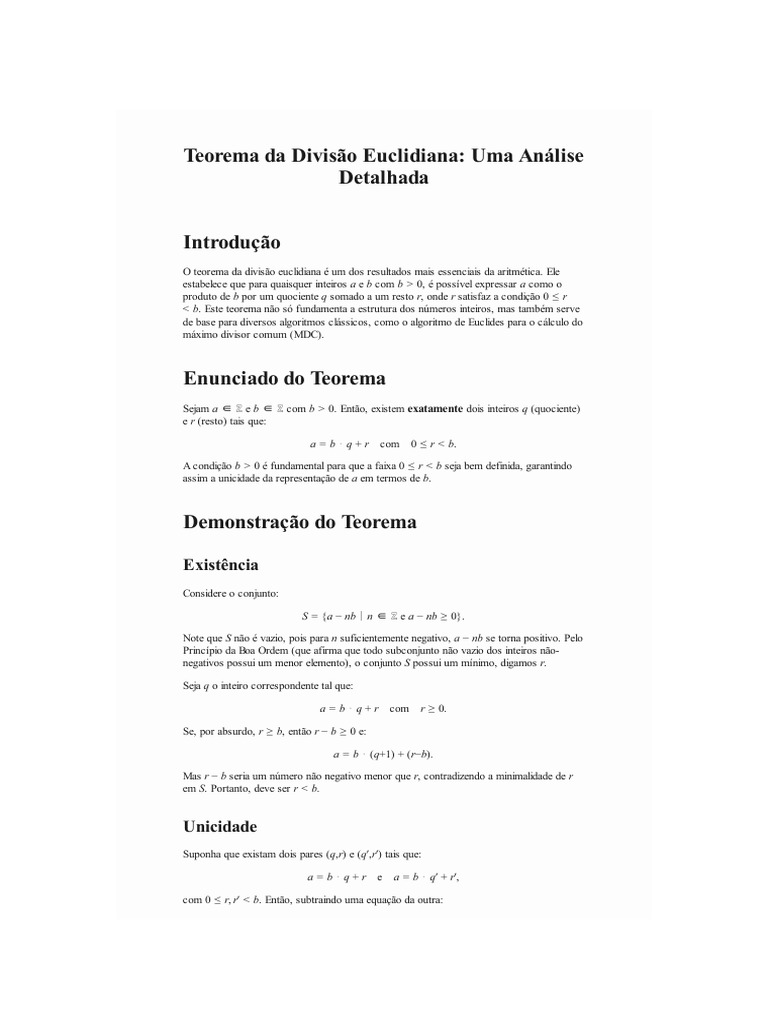 Teorema Div 1 | PDF | Divisão (Matemática) | Analise matemática