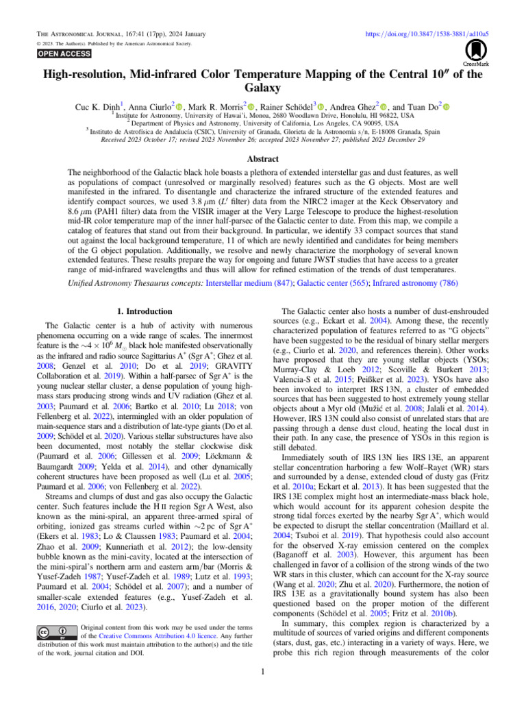 High-resolution Mid-Infrared Color Temperature Map | PDF | Infrared | Stars