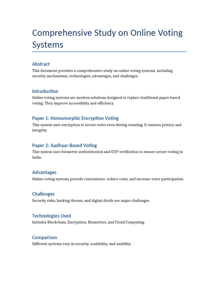 Online Voting Full Report | PDF | Electronic Voting | Security
