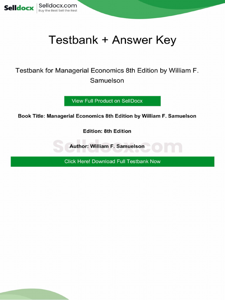 Solution Manual For Managerial Economics 8th Edition by William F ...