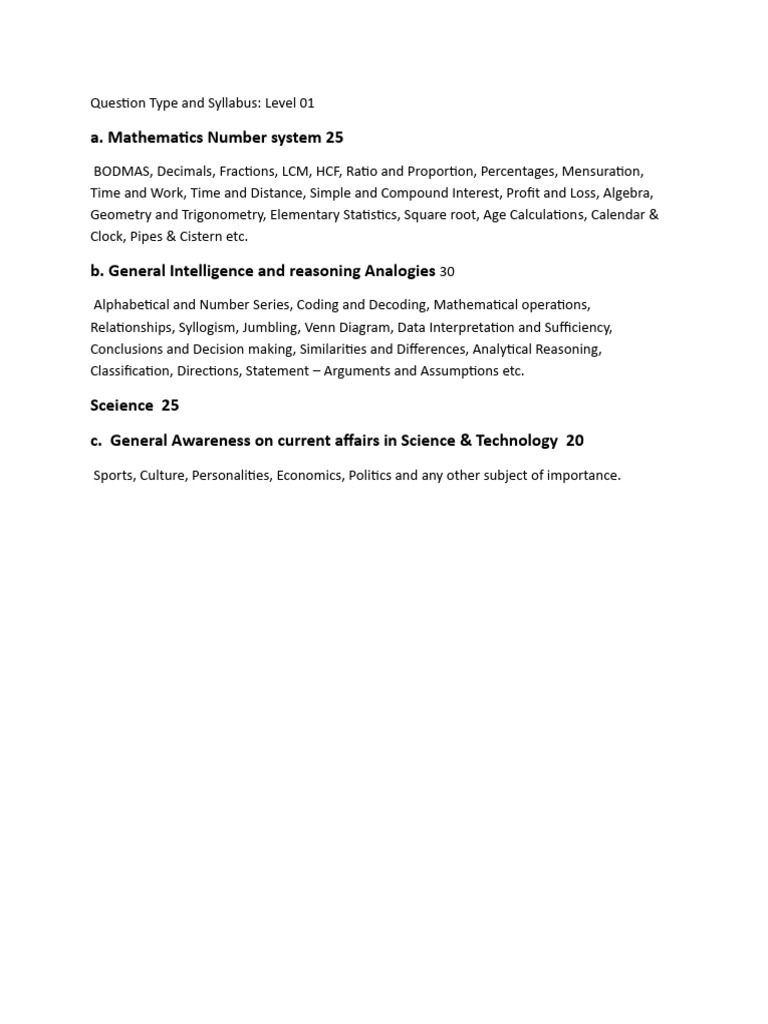 Question Type and Syllabus | PDF | Mathematics | Mathematical Analysis