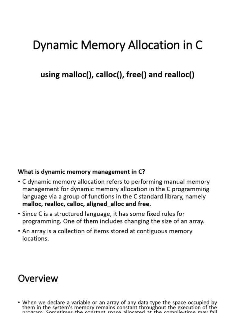 Lecture 5 Dynamic Memory Allocation in C | PDF | Queue (Abstract Data ...