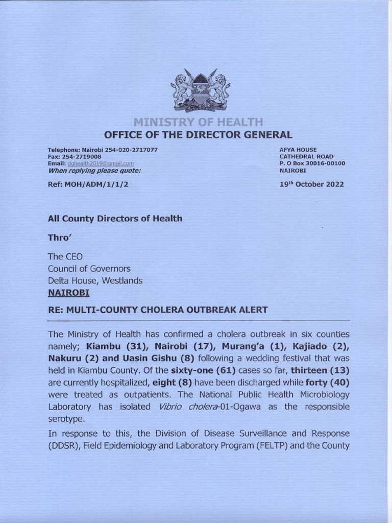 DG Letter COG Cholera Alert | PDF
