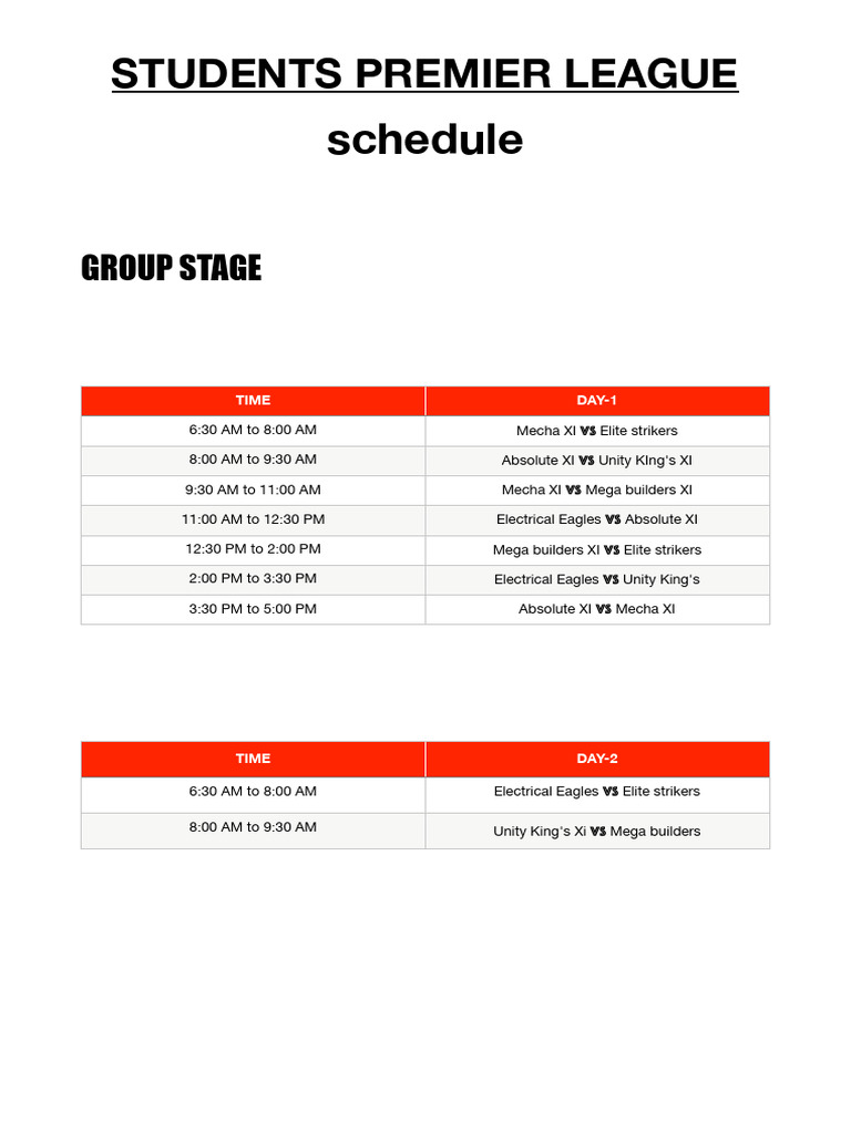 Spl Schedule | PDF