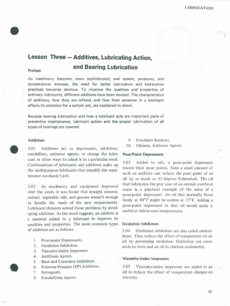 Lesson 3 Additives Lubricating Action and Bearing Lubrication | PDF ...