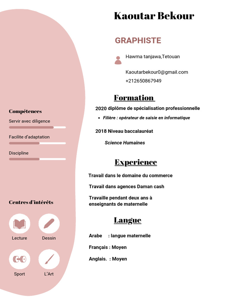 Beige Et Rose Simple CV Professionnel CV | PDF