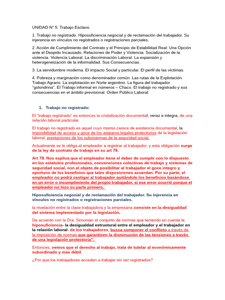 UNIDAD 5 Derecho Al Trabajo | PDF | Derecho laboral | Acoso sexual