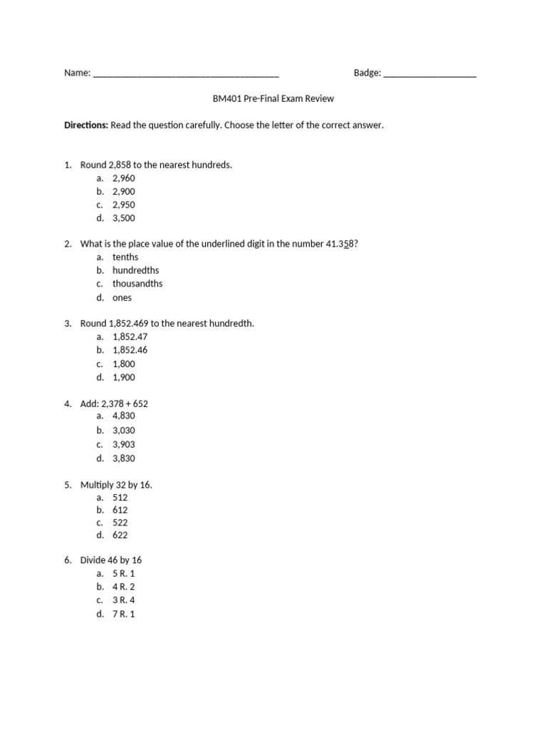 BASIC MATH PREFINAL REVIEW PACKAGE 2024 v3(1) | PDF | Velocity ...